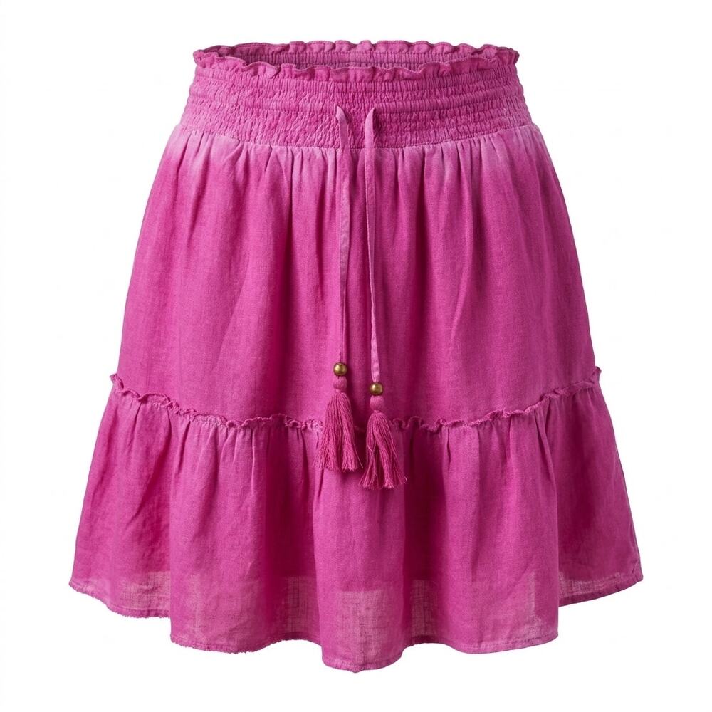 Pilcro Linen Blend Pink Tiered Ruffle Mini Skirt Women Size XS